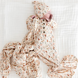 Rachel Floral Knotted Baby Gown-110 Footie/pjs/coverall/gown-Lou Lou and Company-Baby In Bloom