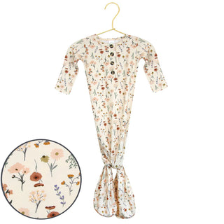Rachel Floral Knotted Baby Gown-110 Footie/pjs/coverall/gown-Lou Lou and Company-Baby In Bloom