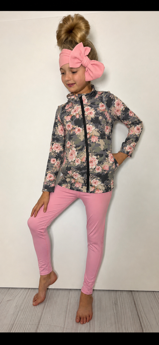 Girls’ Rose Camo Athletic Set – Durable 2-Piece Activewear-150 Kids Sets-Clover Cottage-Baby In Bloom