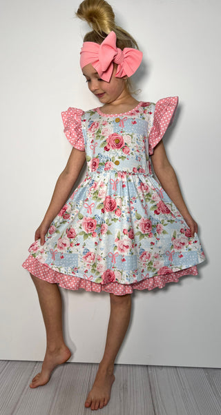 Rose Patch Dress-160 Dress/Romper/Jumpsuit-Clover Cottage-Baby In Bloom