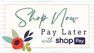 Promotional banner for 'Shop Now, Pay Later' with shopPay logo and floral design | Payment Plans at Baby in Bloom | Kingfisher, OK