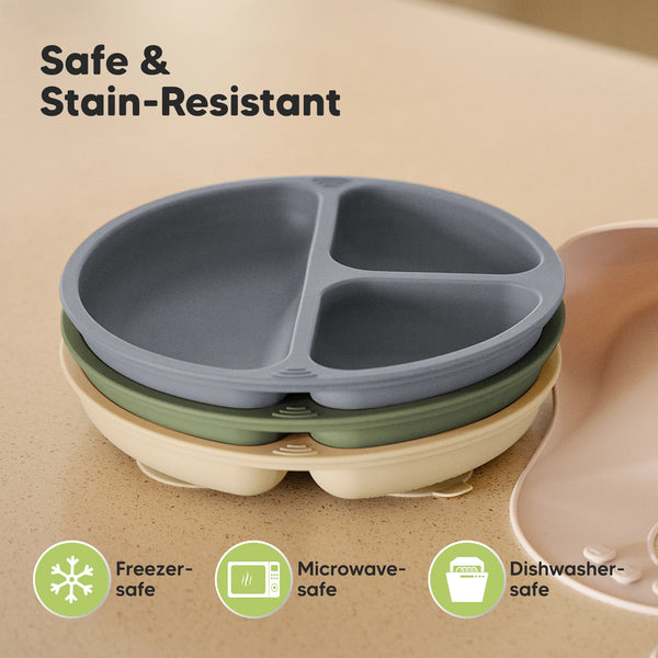 Slate 3 Pack Silicone Suction Plates