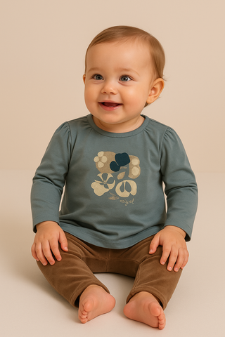 Long Sleeve Top with Abstract Floral Print