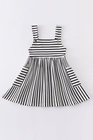 Black Strap Stripe Dress