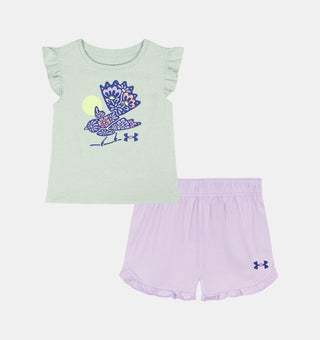 Under Armour Girls' Sunbird Flutter Sleeve & Ruffle Shorts Set-130 Kids Tops-Under Armour-Baby In Bloom