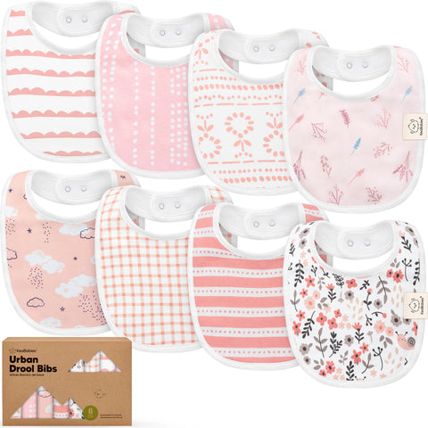 Sweet Charm Urban Drool Bibs 8 Pack