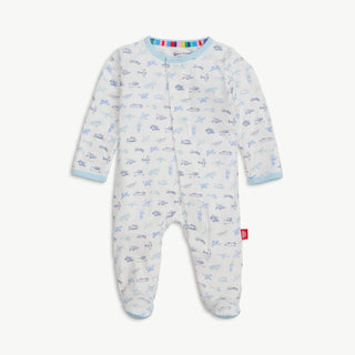 Sky High Dreams: Magnetic Airplane Footie Pajamas-110 Footie/pjs/coverall/gown-Magnetic Me-Baby In Bloom