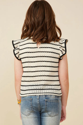 Back of Oatmeal Stripe Top