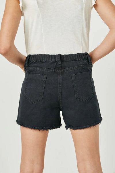 Back of Black Distressed Short