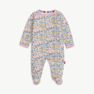 Chelsea Floral Ruffle Magnetic Baby Footie – Easy-Change Sleepsuit-110 Footie/pjs/coverall/gown-Magnetic Me-Baby In Bloom