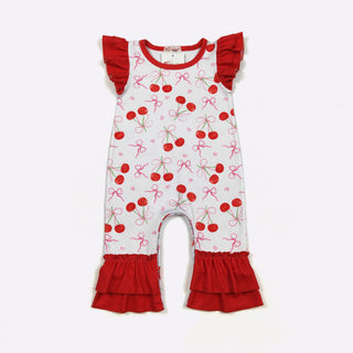 Coquette Cherries Romper-Distress-Clover Cottage-Baby In Bloom
