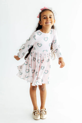 Christmas Charm Long Sleeve Ruffle Hem Twirl Dress-160 Dress/Romper/Jumpsuit-Mila & Rose-Baby In Bloom