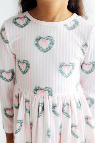 Christmas Charm Long Sleeve Ruffle Hem Twirl Dress-160 Dress/Romper/Jumpsuit-Mila & Rose-Baby In Bloom