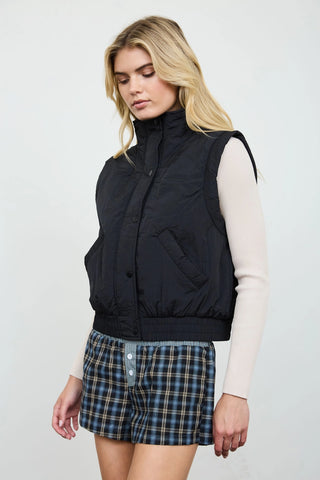 The Everywhere Cropped Mock Neck Snap Puffer Vest