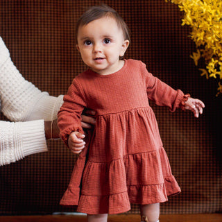 Organic Cotton Dotted Rib Baby Dress & Bloomers - Sequoia Bark