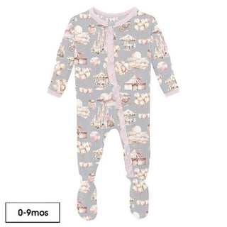 Dove Princess Dreams 2 Way Zipper Ruffle Footie-Distress-Kickee Pants-Baby In Bloom
