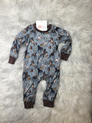 Dusty Blue Colt Long Romper