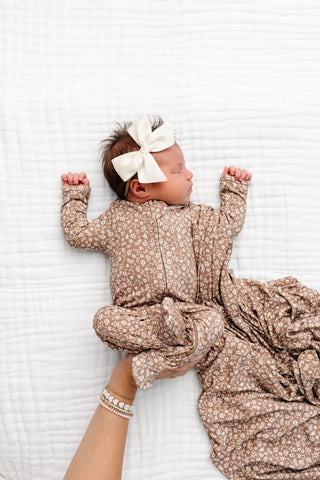 Eden Vintage Floral Zipper Footie – Buttery Soft Baby Pajamas-110 Footie/pjs/coverall/gown-Lou Lou and Company-Baby In Bloom