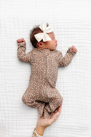 Eden Vintage Floral Zipper Footie – Buttery Soft Baby Pajamas-110 Footie/pjs/coverall/gown-Lou Lou and Company-Baby In Bloom