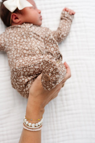 Eden Vintage Floral Zipper Footie – Buttery Soft Baby Pajamas-110 Footie/pjs/coverall/gown-Lou Lou and Company-Baby In Bloom