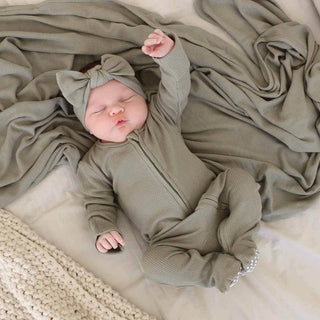 Eucalyptus Waffle Footie-110 Footie/pjs/coverall/gown-Caden Lane-Baby In Bloom
