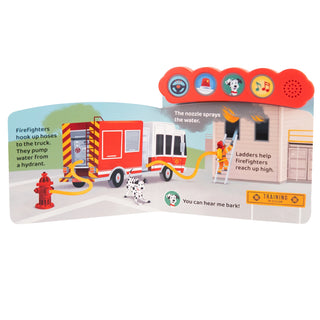 Fire Trucks Interactive Sound Book: 4-Button Light-Up Toy for Toddlers