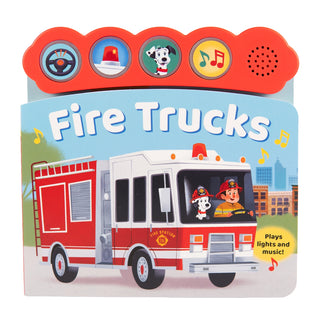 Fire Trucks Interactive Sound Book: 4-Button Light-Up Toy for Toddlers