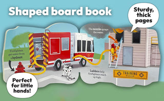 How Fire Trucks Work: Durable Shaped Board Book for Toddlers-180 Books-Cottage Door-Baby In Bloom