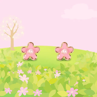 Petite Pink Blossom Pearl Stud Earrings – Whimsical Floral Jewelry for Girls-120 Kids Accessories-Girl Nation-Baby In Bloom