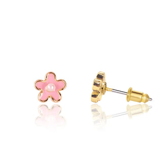 Petite Pink Blossom Pearl Stud Earrings – Whimsical Floral Jewelry for Girls-120 Kids Accessories-Girl Nation-Baby In Bloom