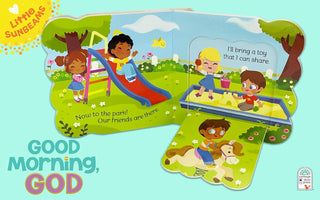 Good Morning, God: Little Sunbeams Interactive Lift-a-Flap Board Book-180 Books-Cottage Door-Baby In Bloom