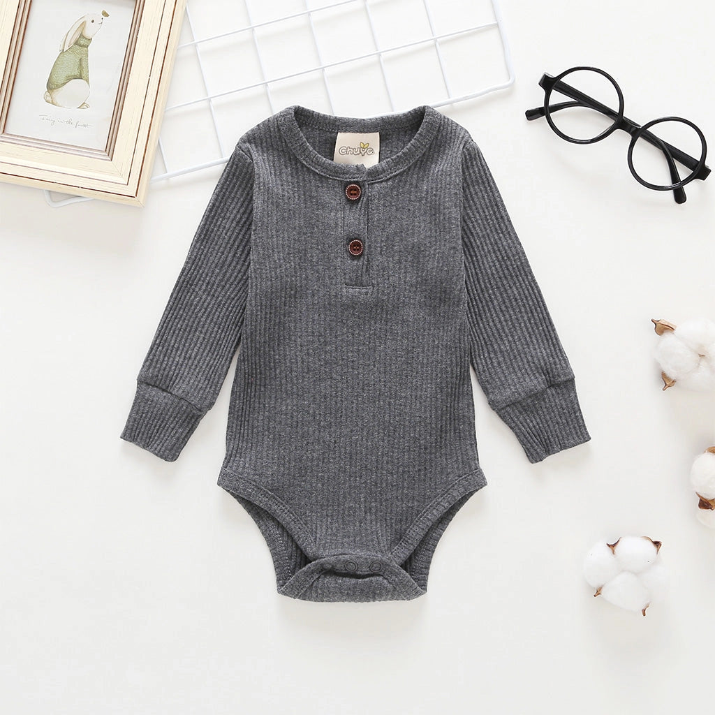 Grey Waffle Long Sleeve Onesie