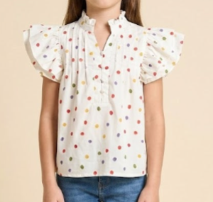 Ivory Polka Dot Top-130 Kids Tops-Hayden-Baby In Bloom