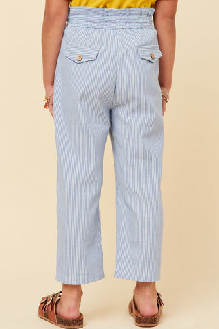 Girls' Coastal Stripe 100% Cotton Paperbag Pants-140 Kids Bottoms-Hayden-Baby In Bloom