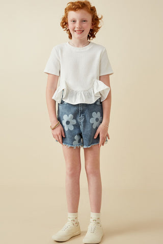Ever-Soft Ruffle Hem Girls' Blouse – Play-Ready White Stretch Top-130 Kids Tops-Hayden-Baby In Bloom
