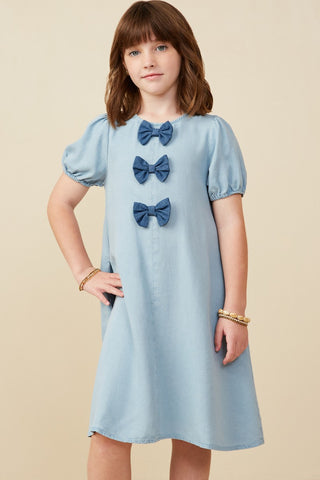 Chambray Bow Front Dress-Distress-Hayden-Baby In Bloom