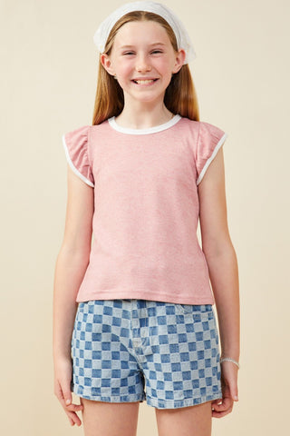Pink Ruffle Sleeve Knit Top-130 Kids Tops-Hayden-Baby In Bloom
