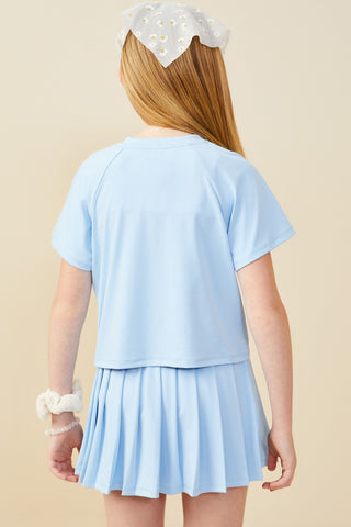 Coquette Bow Sporty Active Tee – Sky Blue Performance Top-130 Kids Tops-Hayden-Baby In Bloom