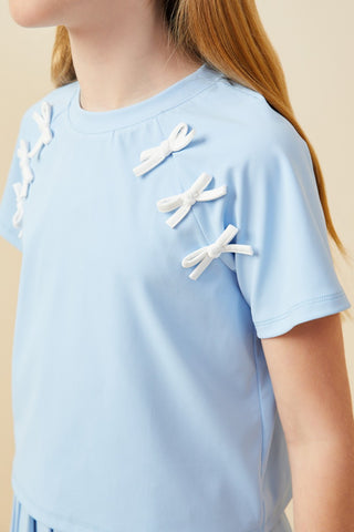 Coquette Bow Sporty Active Tee – Sky Blue Performance Top-130 Kids Tops-Hayden-Baby In Bloom