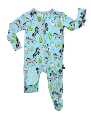 Harrison Horse & Cactus | 2-Way Zipper Bamboo Footie-110 Footie/pjs/coverall/gown-Lev Baby-Baby In Bloom