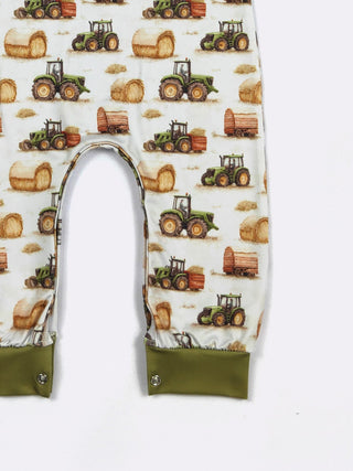 Little Farmer Hay Bale Romper | Ultra-Soft Baby Boy One-Piece-160 Dress/Romper/Jumpsuit-Clover Cottage-Baby In Bloom