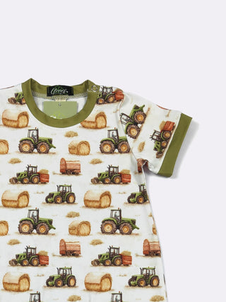 Little Farmer Hay Bale Romper | Ultra-Soft Baby Boy One-Piece-160 Dress/Romper/Jumpsuit-Clover Cottage-Baby In Bloom