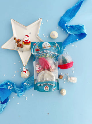 Holiday Snowglobe Sensory Playdough Kit - Kid-Safe Winter Fun