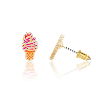Sweet Swirl Soft Serve Stud Earrings - Pastel Ice Cream Jewelry-120 Kids Accessories-Girl Nation-Baby In Bloom