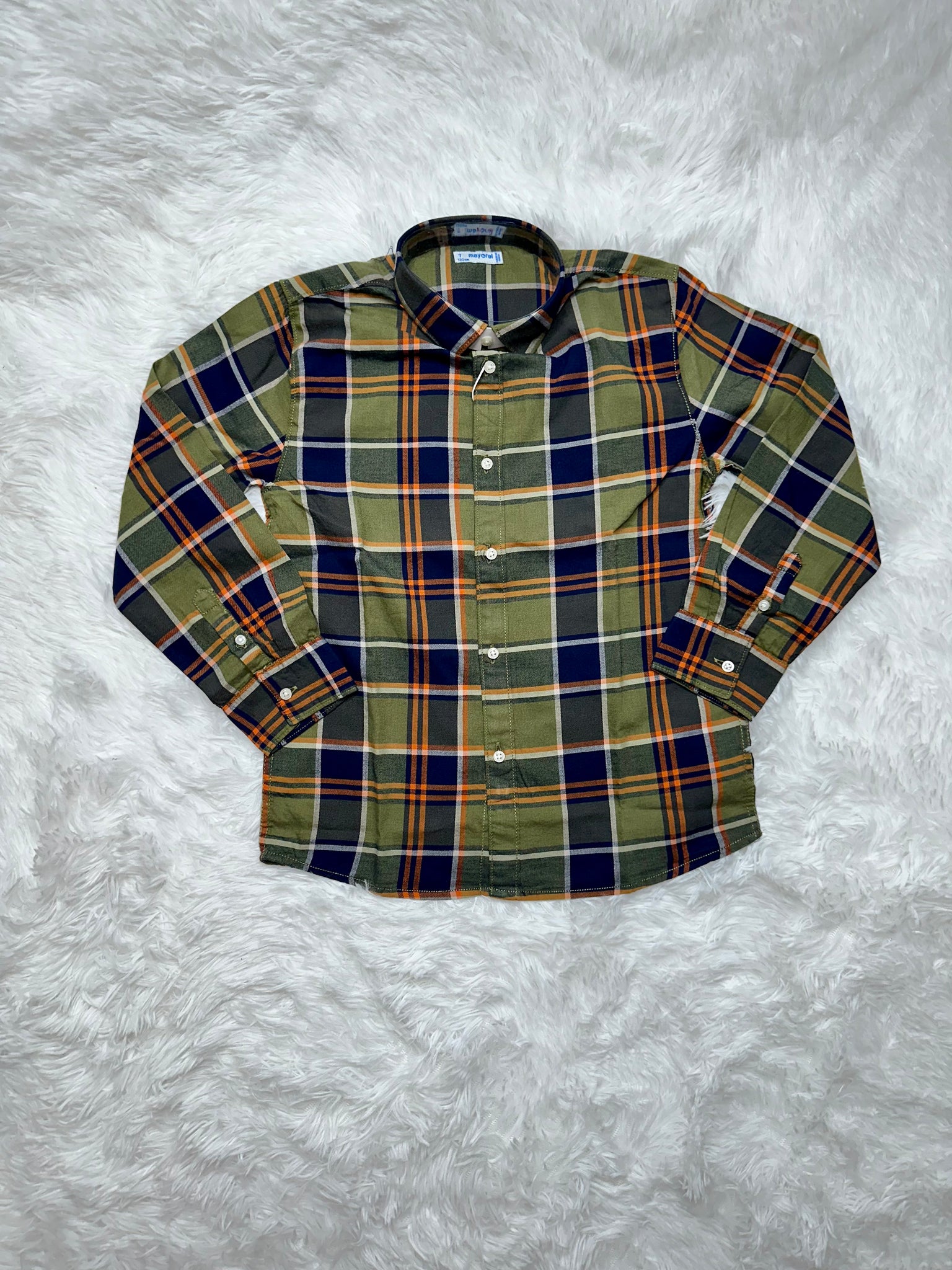 4109 Navy and Olive Plaid Button Down Shirt