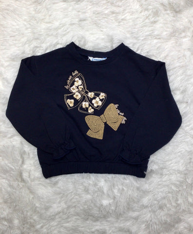 Navy Bow Applique Sweater