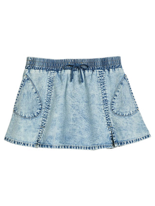 Retro Indigo Acid-Wash Skater Skort-140 Kids Bottoms-Tractr-Baby In Bloom