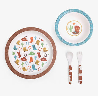 Itzy Ritzy® Itzy Bistro™ 4-Piece Toddler Dining Set – Western Cowboy Theme-190 Toys-Itzy Ritzy-Baby In Bloom