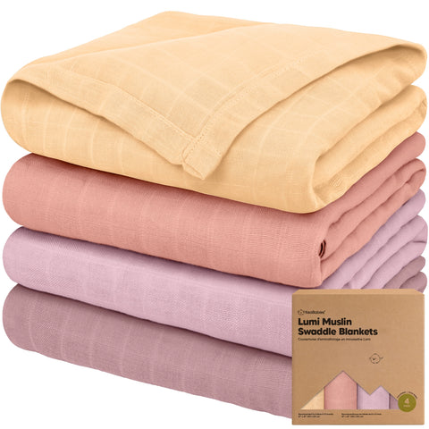 Lumi Muslin Swaddle Blankets 4 pack