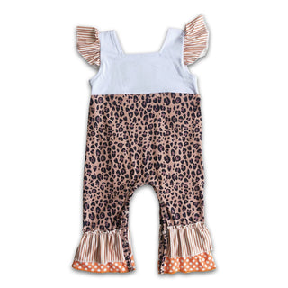 Pumpkin & Leopard Print Fall Boutique Romper